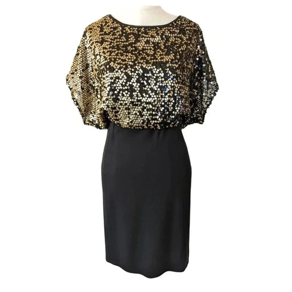 Tahari | Dresses | Tahari Gold And Black Sequin Dress | Poshmark